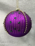 MARDI GRAS ORNAMENTS COLLECTION 100mm Purple Ornament w Jewels 1