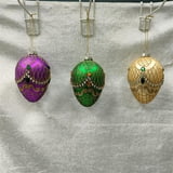 MARDI GRAS ORNAMENTS COLLECTION 70MM Green Egg Shaped Ornament w Jewels