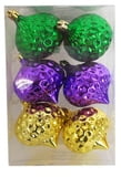 MARDI GRAS ORNAMENTS COLLECTION 2.5" ASSORTED BX OF 6 PGG ORNAMENTS