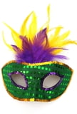 MASKS AND SUNGLASSES COLLECTIONS 8" x 8" Soft Green Mask w Feathers