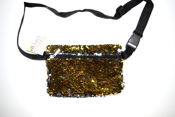 Black and Gold Sequin Fanny Pack