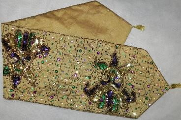12" X 52"Jeweled Gold Table Runner w Masks