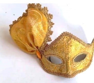 Gold Mardi Gras Brocade Fabric Mask