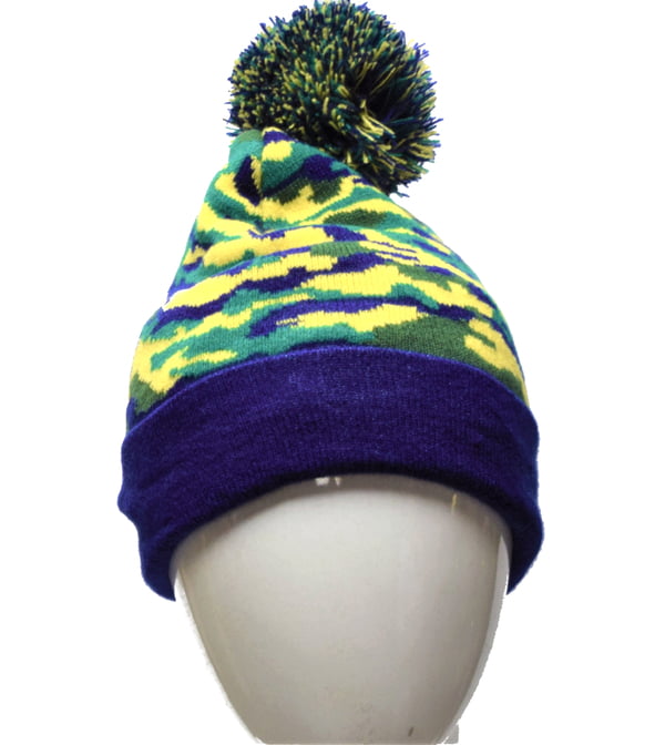 Camo Mardi Gras Knit Hat-Adult