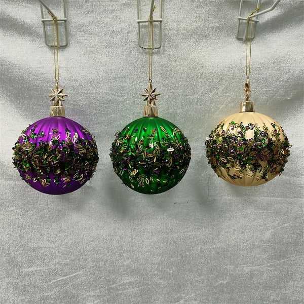 100mm Purple Glitter Ornament