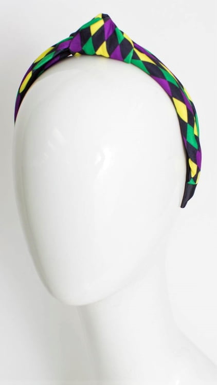 6" Black Harlequin Headband w Knot