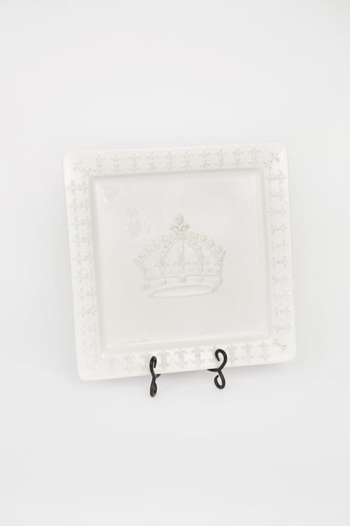Large Square Platter with Crown