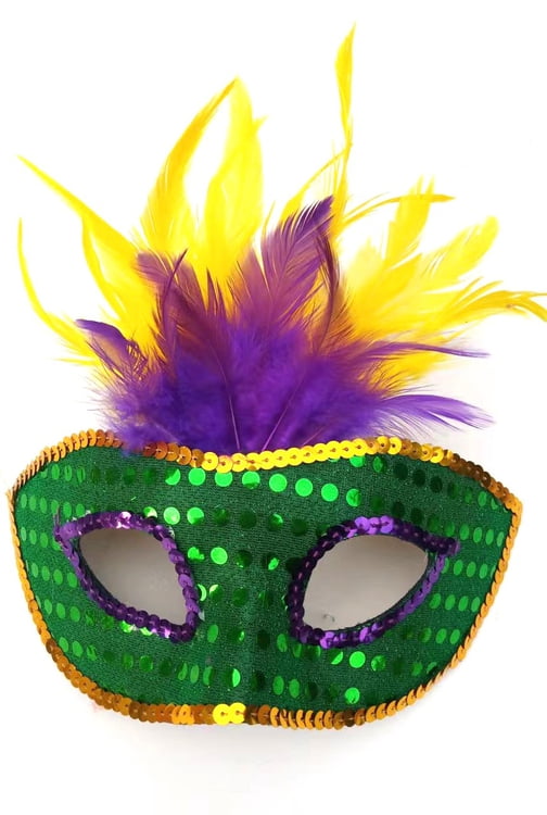 8" x 8" Soft Green Mask w Feathers