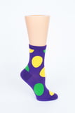Purple Socks w Mardi Gras Dots Knee