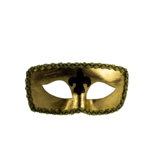 6" X 3" Gold Mask w Black Fleur de Lis