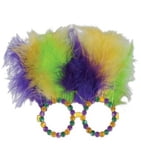 MASKS AND SUNGLASSES COLLECTIONS 6.5"H PGG GLASSES W FEATHERS